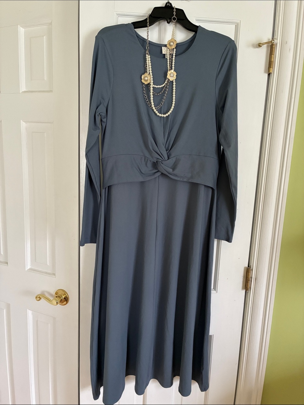 a new day Slate Blue Long Sleeve Twist-Front Maxi Dress